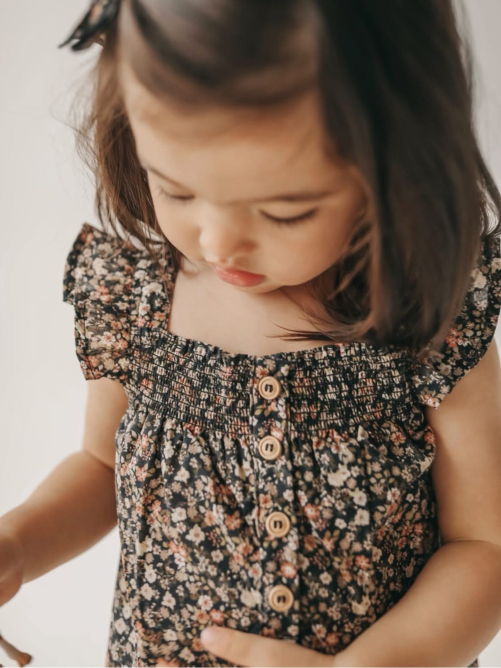 Jamie Kay Luca Floral Smocked A-Line dress - Black with Pink Floral
